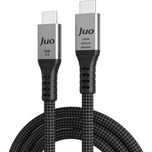 Juo USB 4.0 240W 40GBPS Thunderbolt 4 8k 60Hz Usb-C Görüntü Aktarım ve Type-C Hızlı Şarj ve Data Kablosu 1 Metre