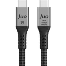 Juo USB 4.0 240W 40GBPS Thunderbolt 4 8k 60Hz Usb-C Görüntü Aktarım ve Type-C Hızlı Şarj ve Data Kablosu 1 Metre