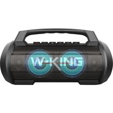 W-Kıng D10 Bluetooth Hoparlör 120W Partybox 42S Dinleme Işıklı Ipx6 Kablosuz Stereo Tws Ses Bombası Siyah