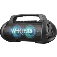 W-Kıng D10 Bluetooth Hoparlör 120W Partybox 42S Dinleme Işıklı Ipx6 Kablosuz Stereo Tws Ses Bombası Siyah