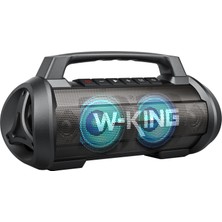 W-Kıng D10 Bluetooth Hoparlör 120W Partybox 42S Dinleme Işıklı Ipx6 Kablosuz Stereo Tws Ses Bombası Siyah