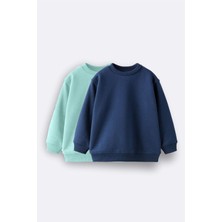 Zuzunga 2'li Basic Şardonlu Çocuk Sweatshirt 3-10 Yaş Hardal-Antrasit