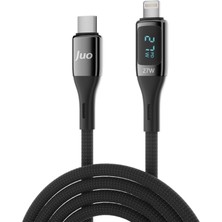 Juo 27W Dijital LED Ekranlı USB Type-C To Lightning iPhone iPad Hızlı Şarj ve Data Kablosu 2 Metre