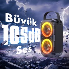 W-Kıng T9-2 Bluetooth Hoparlör 180W Partybox 24S Dinleme Işıklı Ipx5 Kablosuz Stereo Tws Ses Bombası Siyah