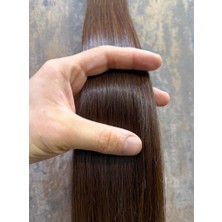 Halitcan Hair 70CM Dip Uç Bir Açık Kahve(No4) Özbek Saçı  ,120GR 200ADET,  (100% Gerçek Insan Saçı)