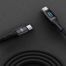 Juo 100W 5A Qc4.0 Dijital LED Ekranlı E-Mark Çipli USB Pd Type-C Hızlı Şarj ve Data Kablosu 1 Metre