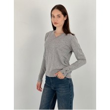 So Sweet Uzun Kollu Long Sleeve V Yaka V-Neck Kadın Triko Kazak Women Knitwear