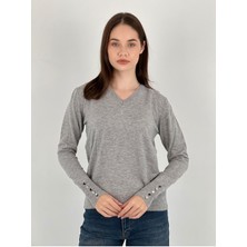 So Sweet Uzun Kollu Long Sleeve V Yaka V-Neck Kadın Triko Kazak Women Knitwear