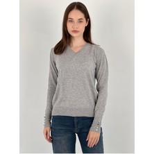So Sweet Uzun Kollu Long Sleeve V Yaka V-Neck Kadın Triko Kazak Women Knitwear