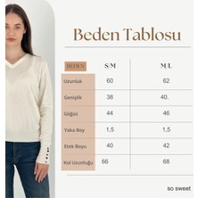 So Sweet Uzun Kollu Long Sleeve V Yaka V-Neck Kadın Triko Kazak Women Knitwear