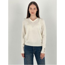 So Sweet Uzun Kollu Long Sleeve V Yaka V-Neck Kadın Triko Kazak Women Knitwear