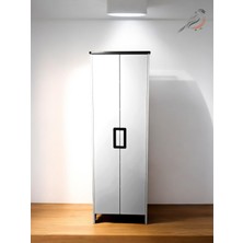 Iki Kapaklı Raflı  Gömme Kulplu Boy Dolap 182CM