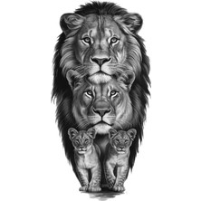 TSC Lion Family Aslan Ailesi Sticker Araba, Motorsiklet, Araçetiket Cam Sticker 19CM