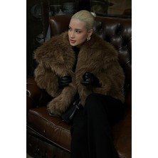 Kahverengi Yumuşak Dokulu Kadın Kürk Mont MG2204