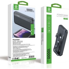 Buffer® 1000 Mah Micro Type-C USB Lightning 4 Kablolu Hızlı Kablosuz Şarj Powerbank