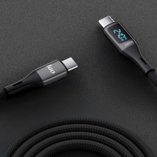 Juo 240W Dijital LED Ekranlı E-Mark Çipli Pd 3.1 USB Type-C To Type-C Hızlı Şarj ve Data Kablosu 1 Metre