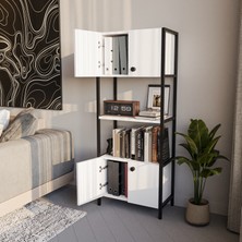 Yg Decor Ygdecor Metal Kitaplık 5 Raflı  Kapaklı Kitaplık Çok Amaçlı Dosya Kitap Rafı Ofis Salon Raf