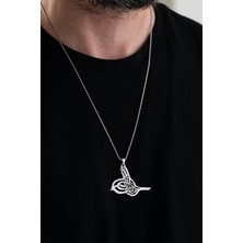 TMT Silver Gümüş Büyük Boy Osmanlı Tuğra Tuğrası Erkek Kolye