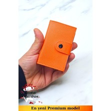 Vanilla Collection Unisex Vegan Deri Turuncu Cüzdan Akordiyon Ergonomik Organizer Kartlık