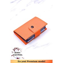 Vanilla Collection Unisex Vegan Deri Turuncu Cüzdan Akordiyon Ergonomik Organizer Kartlık