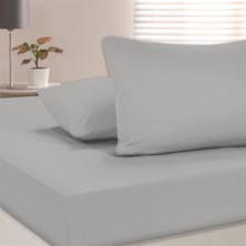 Evim Organik Pamuk Akfil Düz Çarşaf Seti Çift Kişilik 240X260 cm Gri