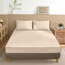 Evim Organik Pamuk Akfil Düz Çarşaf Seti Çift Kişilik 240X260 cm Pudra