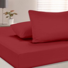 Evim Organik Pamuk Akfil Düz Çarşaf Seti Çift Kişilik 240X260 cm Kırmızı