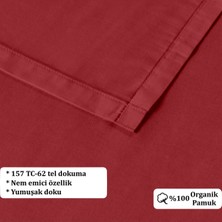 Evim Organik Pamuk Akfil Düz Çarşaf Seti Çift Kişilik 240X260 cm Kırmızı