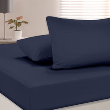 Evim Organik Pamuk Akfil Düz Çarşaf Seti Çift Kişilik 240X260 cm Lacivert