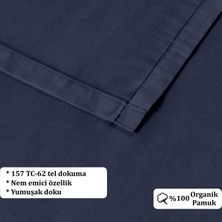 Evim Organik Pamuk Akfil Düz Çarşaf Seti Çift Kişilik 240X260 cm Lacivert