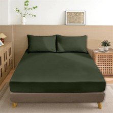 Evim Organik Pamuk Akfil Düz Çarşaf Seti Çift Kişilik 240X260 cm Koyu Yeşil