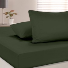 Evim Organik Pamuk Akfil Düz Çarşaf Seti Çift Kişilik 240X260 cm Koyu Yeşil