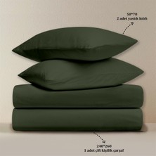Evim Organik Pamuk Akfil Düz Çarşaf Seti Çift Kişilik 240X260 cm Koyu Yeşil