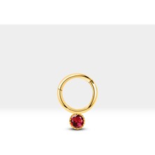 Yuvarlak Yakutlu Halka Piercing, 10 Mm, 1.2 Mm, 14K Sarı-Beyaz-Kırmızı Altın | LC00051R