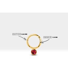 Yuvarlak Yakutlu Halka Piercing, 10 Mm, 1.2 Mm, 14K Sarı-Beyaz-Kırmızı Altın | LC00051R