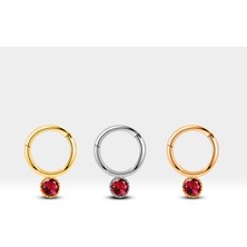 Yuvarlak Yakutlu Halka Piercing, 10 Mm, 1.2 Mm, 14K Sarı-Beyaz-Kırmızı Altın | LC00051R