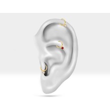 Yuvarlak Yakutlu Halka Piercing, 10 Mm, 1.2 Mm, 14K Sarı-Beyaz-Kırmızı Altın | LC00051R