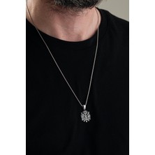 TMT Silver Osmanlı Devlet Arması Tuğra Eskitme Gümüş Küçük Boy Kolye