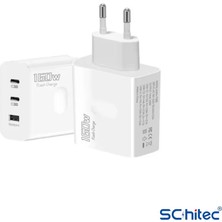 Schitec 160W 2xtype-C + Usba Quick Charger 5.0 Teknolojili Ev Tipi 3 Çıkışlı Şarj Aleti Başlığı SR40