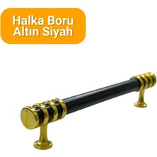 Yahya 50 Adet Halka Boru Altın Siyah Metal Mobilya Kulbu 128 mm