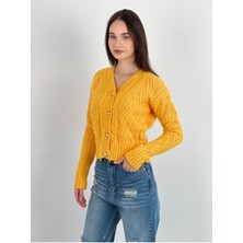 Düğmeli Triko Kadın Kazak Hırka Women Knitwear