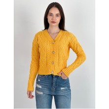 Düğmeli Triko Kadın Kazak Hırka Women Knitwear