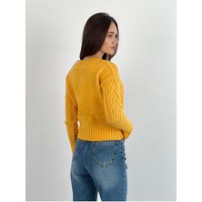 Düğmeli Triko Kadın Kazak Hırka Women Knitwear