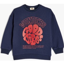 Koton Slogan Baskılı Uzun Kollu Bisiklet Yaka Pamuklu Sweatshirt