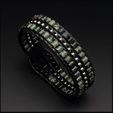 Seven Art Jewelry Doğal Taş Bileklik, Kambamba Jasper Taşı ve Hematit Taşı Bileklik, Erkek Bileklik, Kadın Bileklik