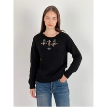So Sweet Uzun Kollu Long Sleeve Taş Detaylı Kadın Triko Kazak Women Knitwear