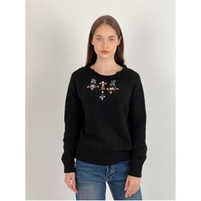 So Sweet Uzun Kollu Long Sleeve Taş Detaylı Kadın Triko Kazak Women Knitwear
