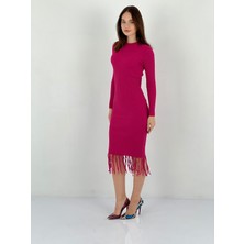 So Sweet Uzun Kollu Kadın Maxi Triko Kazak Elbise Women Maxi Knitted Dress