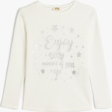 Koton Bisiklet Yaka Uzun Kollu Pamuklu Baskılı T-Shirt