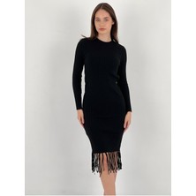 So Sweet Uzun Kollu Kadın Maxi Triko Kazak Elbise Women Maxi Knitted Dress